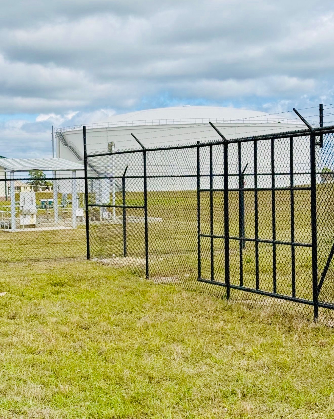 Black commercial chain link fence project